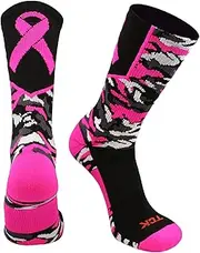 [TCK] Woodland Camo Breast Cancer Awareness Crew Socks