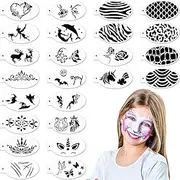 24 Pieces Face Paint Stencils Face Body Painting Stencils Tattoo Painting Templates Face Tracing Stencils for Kids Holiday Halloween Makeup Body Art Painting Tattoos Painting (Cute Style)