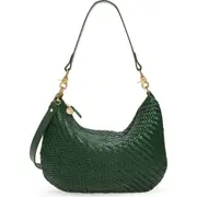 Clare V. Moyen Messenger Crossbody Bag in Evergreen Woven at Nordstrom One Size