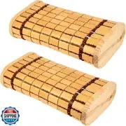 MAKCNMYM 2 Pack Bamboo Headrest Pillow Natural Sauna Neck Rest Handmade Wood