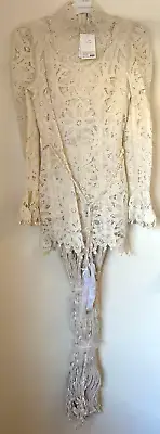 ZIMMERMANN Wavelength Fringed Gown White Dress Wedding Gown, Size 3 New With Tag