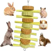 Bunny Chew Toys for Teeth, Natural Rabbit Toys Apple Wood Grass Timothy Sticks Chew and Treat for Guinea Pigs Hamster Chinchillas (Apple Wood)