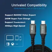 USB Type-C 3.2 USB-C M/M Cable 40Gbps 8K 240W For Samsung Galaxy Z Fold Special