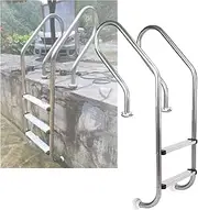 Swimming Pool Ladder, Stainless Steel Pool Step, 2/3 Steps Pool Pedal Ladder with Curved Handrails,for Indoor Pool Outdoor Pool(2-Steps1.0mm)