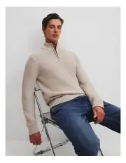 [Country Road] Australian Cotton Half Zip Knit in Shell