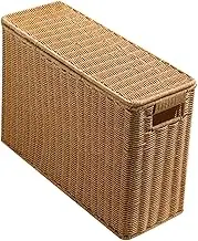 Ciieeo Narrow Tall Storage Basket with Lid Home Gap Magazine Holder Rattan Bin Woven Baskets for Storage