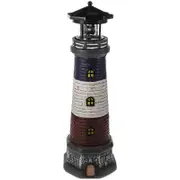 Glowing Lighthouse Statue Solar-powered Lighting Nautical Decor 12x12x37.5cm 1Pcs Black