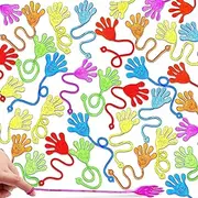 JOYIN 48Pcs Glitter Sticky Hands Party Favors, Sticky Fingers Party Table Favors Set for Kids, Holiday Traditions, Classroom Treasure Box Carnival Prizes Bulk Pinata Stuff Mini Toys