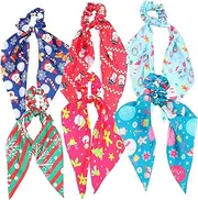 Healvian 6pcs Headband Red Bow Tail Christmas Scarf Ropes Ribbons Pin Bands Bows for Hair Bow Hair Clip Cheer Bows Christmas Hair Scrunchies Men Bandana Ribbon Scrunchie Velvet Elastic Cord