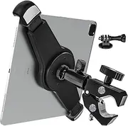 woleyi Large Tablet Mount Holder with 1/4" Screw Thread for Spin Bike, Treadmill, Microphone Stand, Tripod Adapter, Exercise Bicycle, Handlebar, for iPad Pro 12.9 Air & 9.5-14.5" Tablet, Gopro, Camera