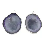 Natural Creative Geode Druzy Silver Electroplated DIY Earring Pair Connectors