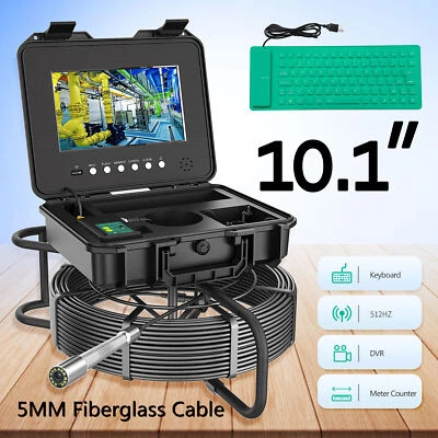 10.1" Pipe Sewer Drain Inspection Camera 1080P DVR 16GB Self-Leveling system 90M
