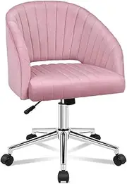 ALFORDSON Layla Pink Swivel Fabric Armchair Computer Desk Chair, Velvet Office Chair, Modern Home Office Chair Height Adjustable Mid-Back Task Chair for Kids Adult Study Work, Living Room, Bedroom