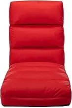 Folding Floor Chair for Adults - Red Faux Leather Chaise Lounge, Comfortable PU Leather Floor Seat for Living Room, Bedroom, Office, Durable & Space-Saving (60% PU, 30% Polyester, 10% Cotton)