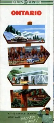 1953 Cities Service Road Map: Ontario NOS