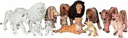 Funshowcase African Jungle Animals Toy Lions Figure Realistic Plastic Figurine Playset Lot 13-Piece