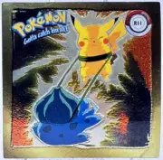 Bulbasaur & Pikachu R11 Rare Centered Gold Pokemon Series 1 Sticker Artbox 1999