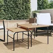 Garden Nest of Coffee Tables, 2pcs - Brown & Black Steel, Outdoor Patio Dining Furniture Nesting Tables, Sturdy Metal Design, Ideal for Garden Relaxation