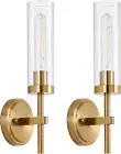 Gold Wall Sconces Set of 2, Modern Bathroom Sconces Wall Lighting Vanity Light F