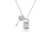 Solid 925 Sterling Silver Lock & Key Necklace