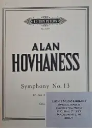 Alan Hovhaness - Symphony No. 13 Op. 190 - Edition Peters Study Score -Brand NEW
