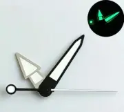 Silver and Black Trim Arrow-Shaped Green Lume Watch Hands for NH35 NH36 NH70