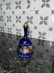 Vintage Brinn’s Cobalt Blue Porcelain Bell Pheasants Gold Gilt