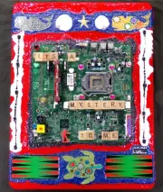 ITS A MYSTERY TO ME: Scrabble Sea Circuit Collage Art 3-D Glenn Shiring 2024 1/1