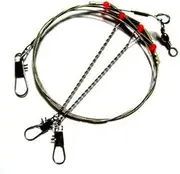 10 Pcs Fishing Wire Leader Trace with Snap & Beads & 2 Arms