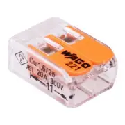 25 x Wago 2-Way Compact Lever Connector 221-412