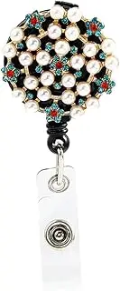 DIYEAH 1pc Pearl Design Badge Holder Retractable Id Clip Accessory for Nurses Office Staff and Students Lightweight Easy to Use Convenient for Name Tags and Id Cards