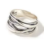 Paz Creations 925 Sterling Silver Criss Cross Statement Ring For Women, Artis...