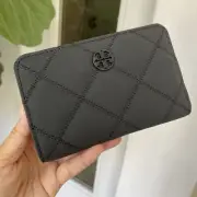 NWT Tory Burch 150061 Willa Matte PU Leather Medium Wallet In Black