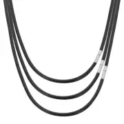 16"/18"/20" Leather Necklace Cord, 3mm Braided Leather Cord, Black/Silver