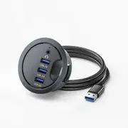 4 In 1 Table Hole Embedded USB3.0 Docking Station 3 USB And 1 Audio Interface Applicable To Table Holes Of 60-68mm