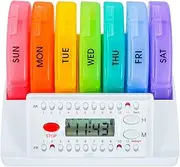e-Pill | Compact Weekly Pill Organizer with Reminder | 4 Compartments per Day | Up to 6 Alarms per Day | Easy Setup