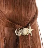 Hair Clip, Boho Large Shell Hair Clip Barrette, Barrette Hairpin, Starfish Hair Clips, Vintage Starfish Metal Hairclips Accessory for Women (Gold, 7CM)