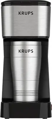 KRUPS: 2 Cup Coffee Maker, Simply Brew Stainless Steel Single Serve Brewer NEW