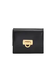 Salvatore Ferragamo Gancini Clasp Compact Wallet One size Black