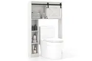 Giantex Over Toilet Bathroom Storage Cabinet w/Sliding Barn Door Storage Shelf Toilet Rack White