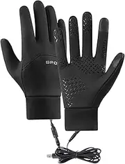 [ノーブランド品] USB Heated Rechargeable Gloves Thermal Ski Touch Screen Gloves Heated Winter Gloves Unisex Mittens Touch Screen Motorcycle Daily Work Snowboard Ski, Black, 説明を参照してください