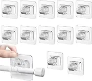 Self Adhesive Curtain Rod Holder Hooks,12Pcs No Drill Curtain Rod Brackets No Drilling Curtain Rod Holders Self Adhesive Curtain Rod Hooks,Self Adhesive Curtain Rod Bracket,Nail Free Curtain Rod Hooks