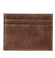 Brown Vegan PU Card Holder Wallet Mens 100% Vegan Leather