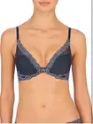 NEW $76 NATORI Feathers Contour Plunge Bra Ash Navy Sz 30DDD NWT
