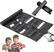 Lotvic Backgammon Game Set, Travel Game for Roll-Up Backgammon Board Game, Backgammo Set, Classic for Adults, Playing Field WXD: 34.5 x 25.5 cm, Includes Accessories, Leather Look