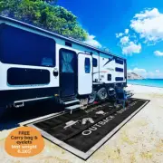 RECYCLED Plastic Outdoor Rug | KOOL KAMPERS Design, Rectangle in Black & Grey