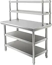 Snaweo Catering Stainless Steel Table, 250KG Heavy Duty Commercial Stainless Steel Kitchen worktop with Adjustable Shelf, Stainless Steel Work Table for Kitchen Garage(70x60x80cm)