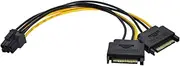 CY Dual SATA 15Pin Power to PCIE 6Pin Power Supply Adapter Converter Cable for EPS 12V Graphics Card