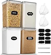 Stelive 4-Piece 6.5L Food Storage Containers Airtight Pantry Storage Containers Organiser Plastic Dry Food Canisters Plastic Leak-proof Canisters for Home & Kitchen Organization with Labels & Pen