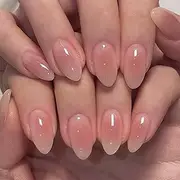 Virellay Almond Fake Nails, Artificial Fingernails, Press On Nails Almond (Pink Ombre, 24 Pieces)